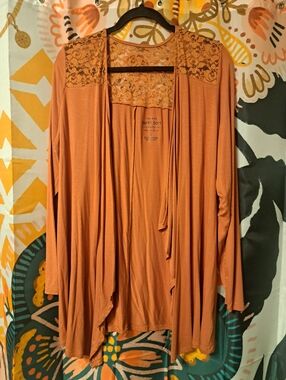 Torrid Burnt Orange Lace Open Cardigan